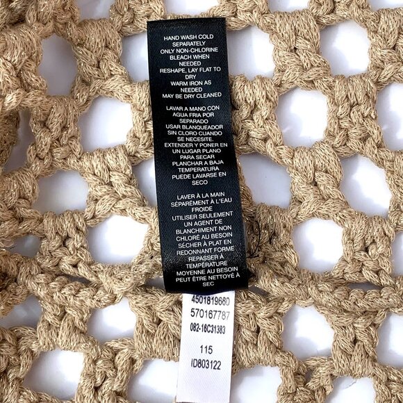 Women’s Chico’s Black Label Open Front Crochet Short Sleeve Sweater, Taupe/Metal - Picture 8 of 8